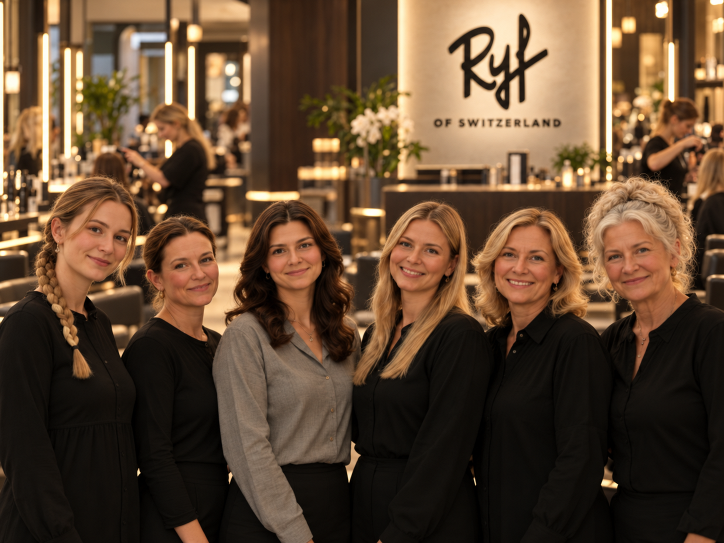 Heller Salon mit Friseurstühlen und großen Spiegeln